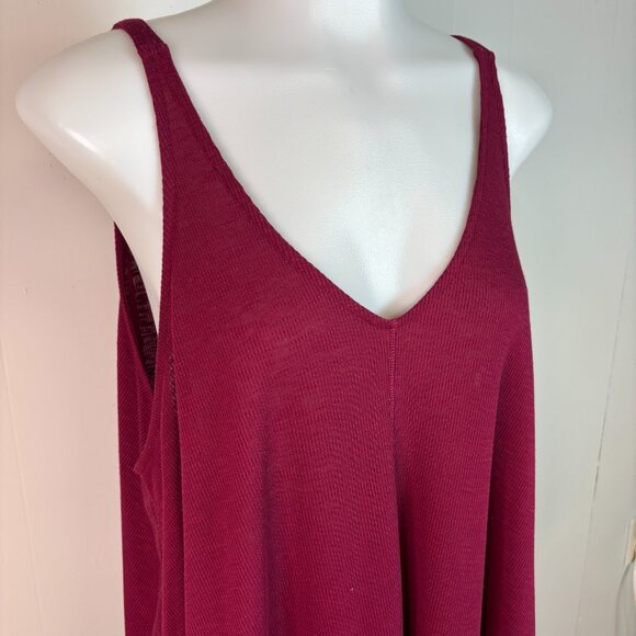 Intimately Free People Swing Tank Top Medium Burgundy V-Neck Cropped Low-Back - Picture 2 of 8